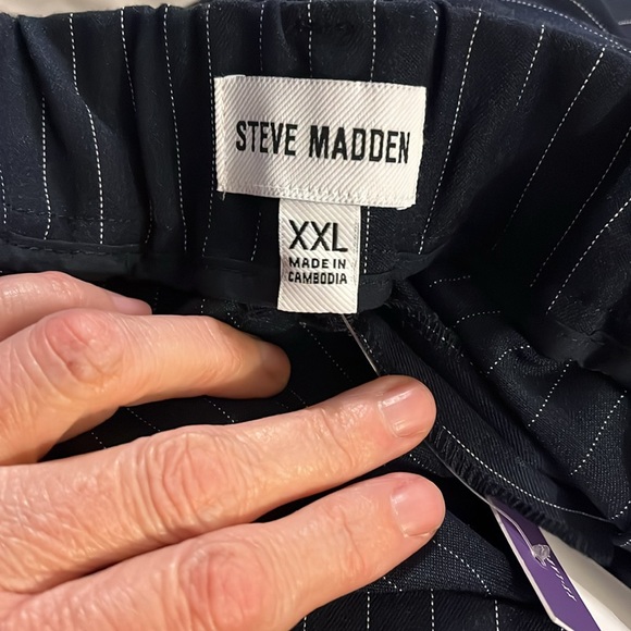 Steve Madden navy/white pinstripe wide leg trousers - Picture 3 of 5